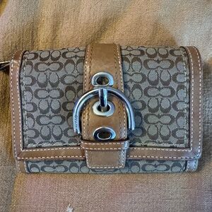 Chic Brown Patterned Women's Wallet with Silver Buckle